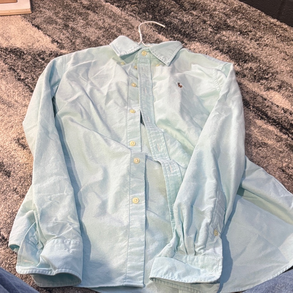 Ralph Lauren Mens Aqua Button Down Shirt